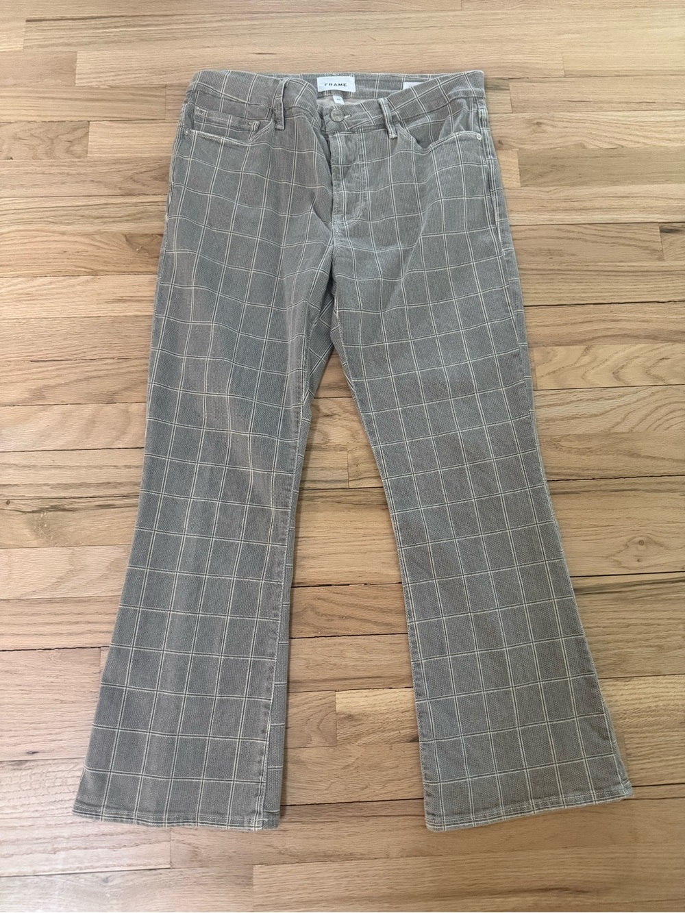 Designer Frame Denim LeCrop Bootcut Windowpane Jeans in Black and White, Sz 30